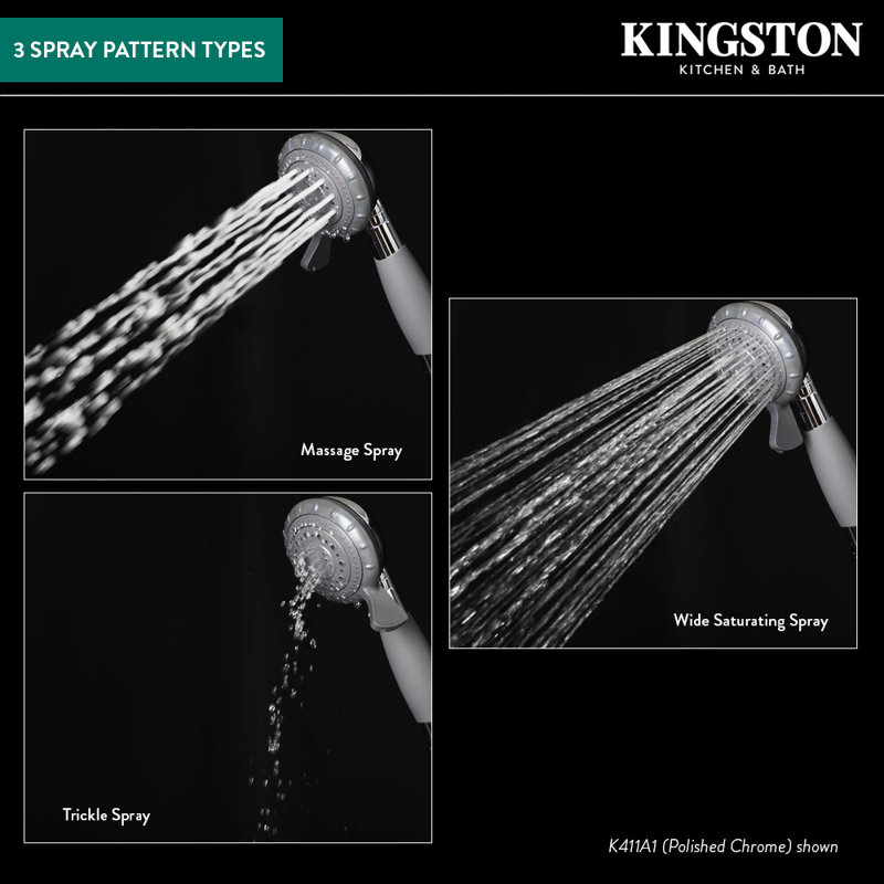 Kingston Brass Kaiser 4-Function Hand Shower, White/Gray
