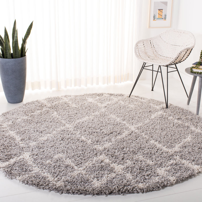 Kressley Pro Lux Shag 400 Performance Geometric Rug, Round 6'7"