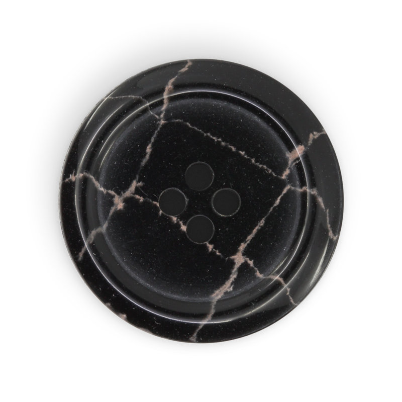 Bouton rond en polyester recyclé Dritz, 28 mm, noir, 3 boutons