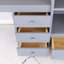 Lit mezzanine double en bois avec bureau, tablettes de rangement et tiroirs-1095016102
