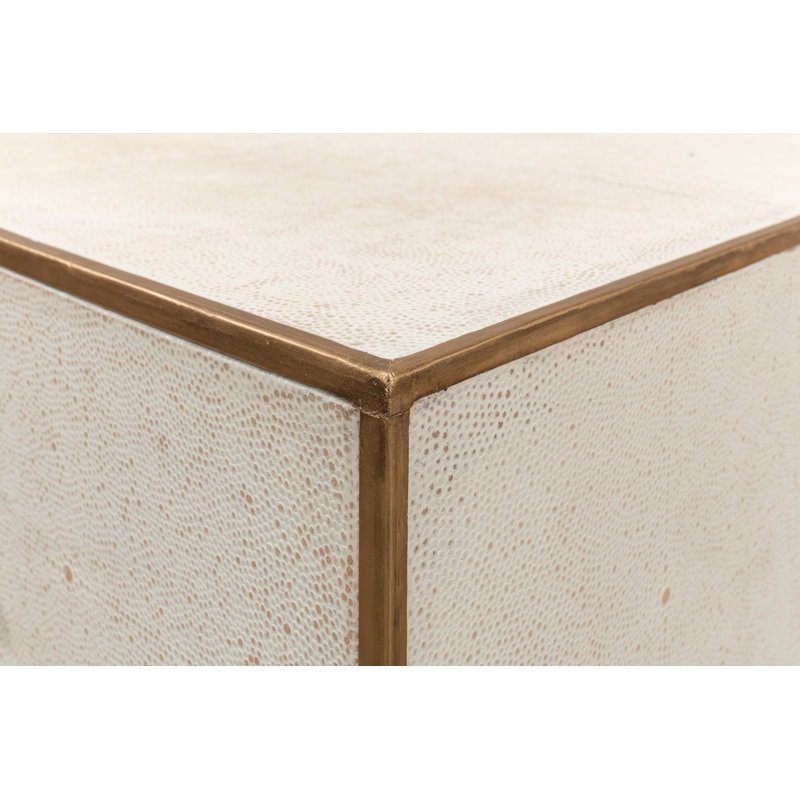 Shagreen 3 - Drawer Solid Wood Nightstand, Osprey White