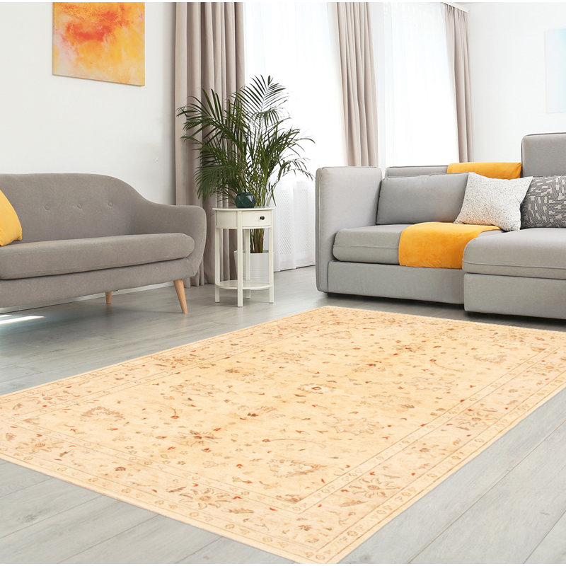 Tapis kaki clair Peshawar Oushak 5 pi 11 po x 8 pi 9 po