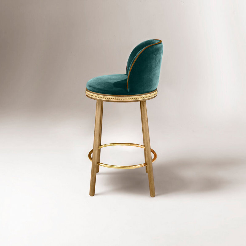 Tabouret de bar et de comptoir Alma, Canard, Laiton poli, Tabouret de comptoir (siège d'une hauteur de 27 p