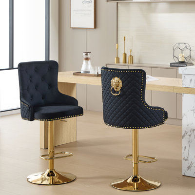 Kenetra Swivel Upholstered Velvet Adjustable Height Counter Stool