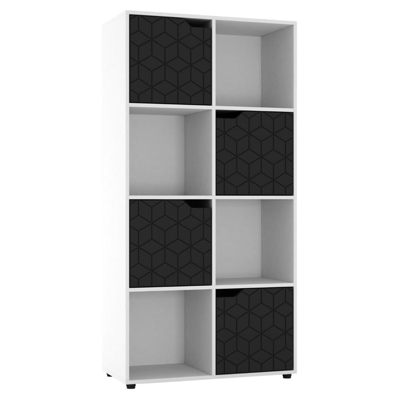 Bernson 119cm H x 60cm W Cube Bookcase, White/Black