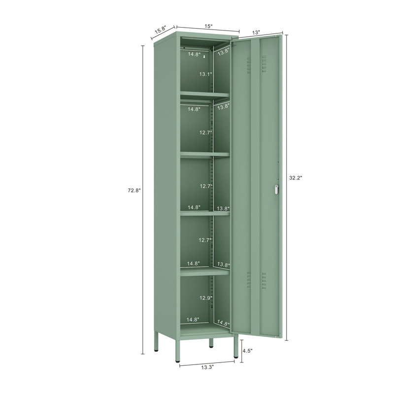 2-Piece Bargale Accent Cabinet and Storage Cabinet with 8 Adjustable Shelves, Green