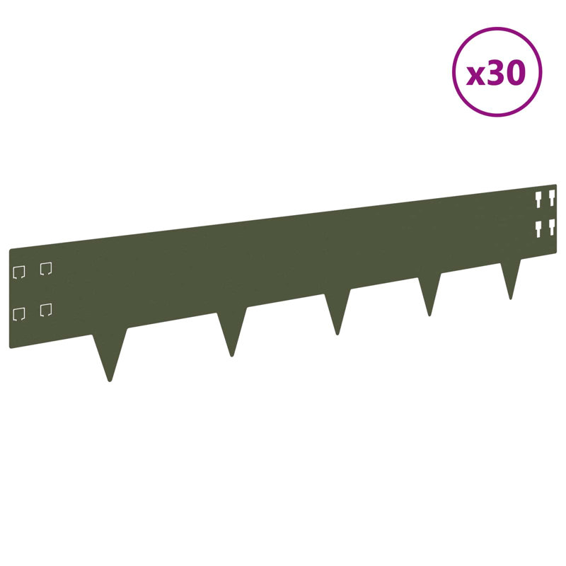 100cm W Steel Lawn Edging, Olive Green, 20cm H x 100cm W