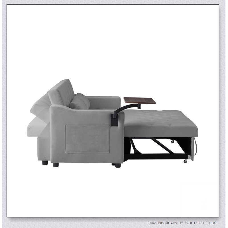 Canapé-lit en velours Structure de base solide, confortable, durable, belle positions multiples réglables, Gris