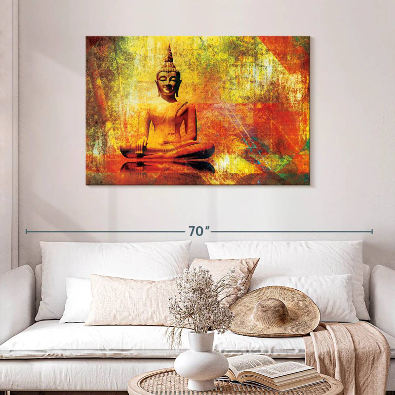 Statue de Bouddha assis Leisha, H 30 po x l 45 po