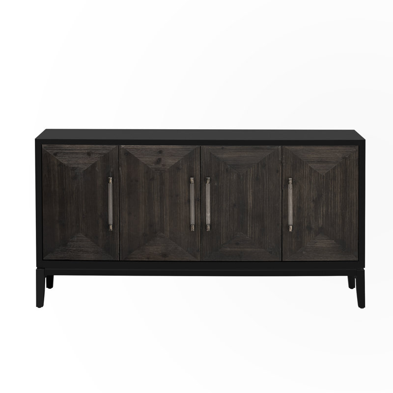 Versatile Four-Door Sideboard with Brushed Doors, Black