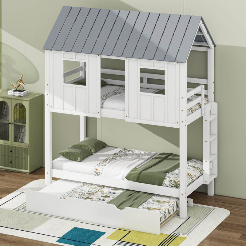 Lit superposé avec couchette, toit et fenêtres House