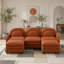 Canapé 3 places en tissu Teddy effet nuage avec dossier incurvé, accoudoirs et coussins lombaires, sectionnel modulable avec 2 poufs amovibles-451566658-451566657