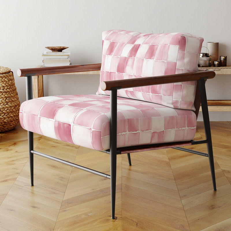 Chaise rembourrée French Country, Bras ronds bruns