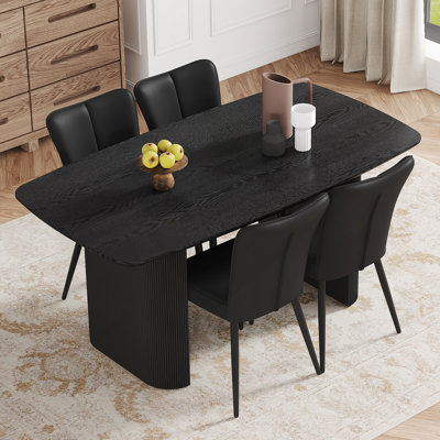 Dining Table Set, Side Chairs With Metal Chair Legs For Indoor