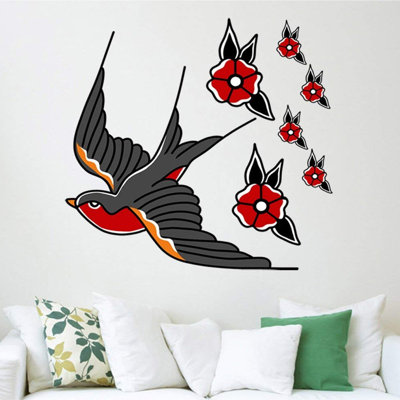 Décalcomanie murale adhésif d’oiseau autocollant 