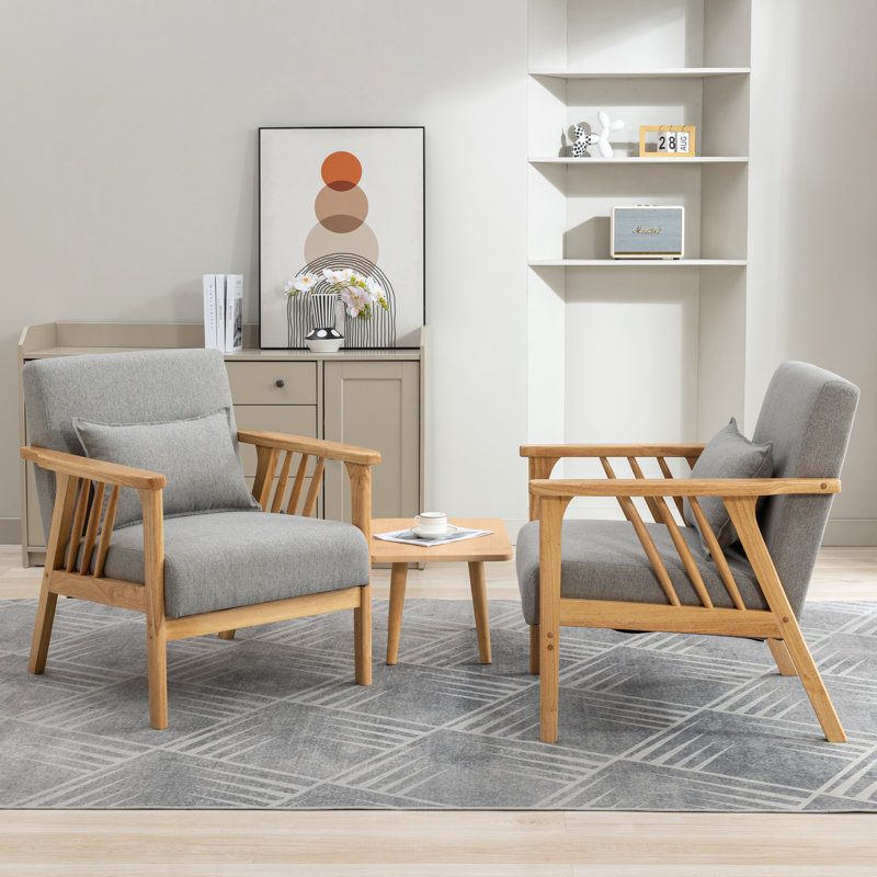 Raeliegh Upholstered Armchair, Light Gray Linen