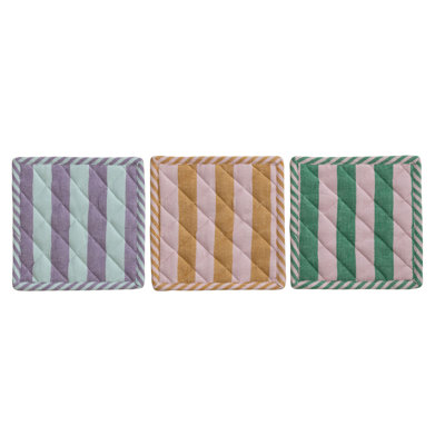 3-Piece Woven Cotton Striped Pot Holder Set