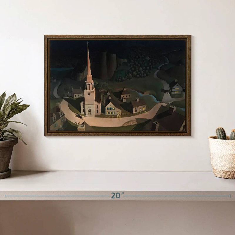 Tour de minuit de Paul Revere, 37 po x 25 po, Cadre flottant noyer