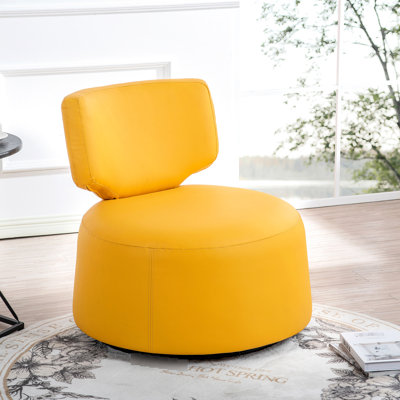 Chaise pivotante de 29,54 po en jaune, base en métal rotative à 360 degrés, structure intérieure en bois massif, surface en tissu polyuréthane, siège spacieux, chaise à charge maximale de 220 lb, structure solide, housse, rotation à 360 degrés