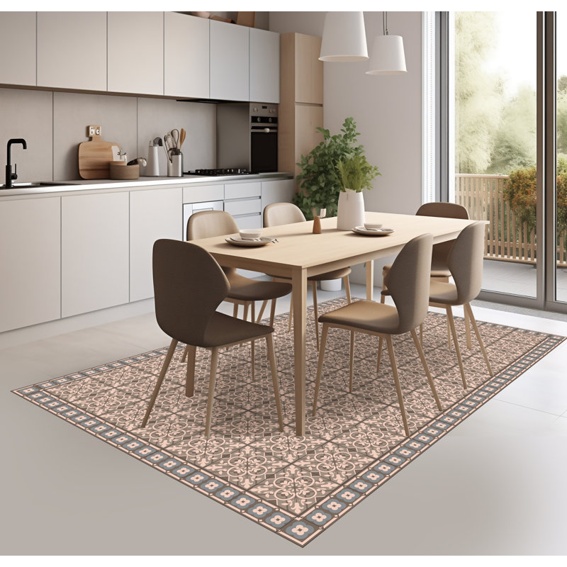 Emmerly Vinyl Machine Printed Area Rug, Rectangle 5'3" x 7'10.5"
