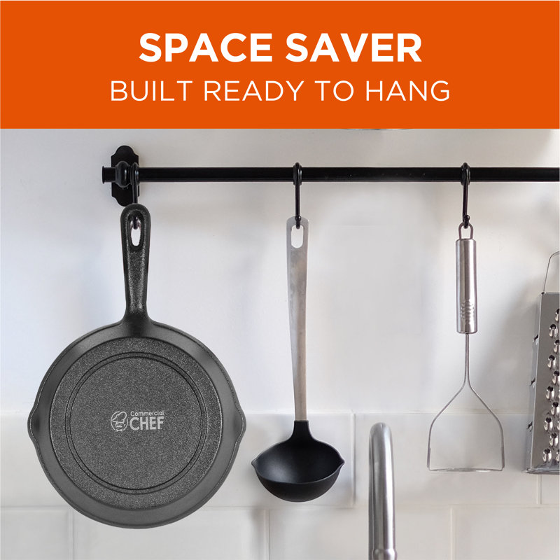 Pre-Seasoned Black Cast Iron 3-Piece Skillet Set