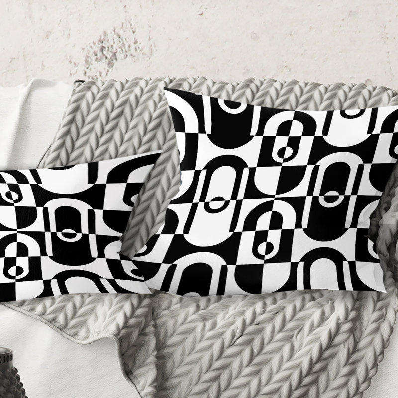 Monochrome Pattern VIII Pillow, 18" x 18"