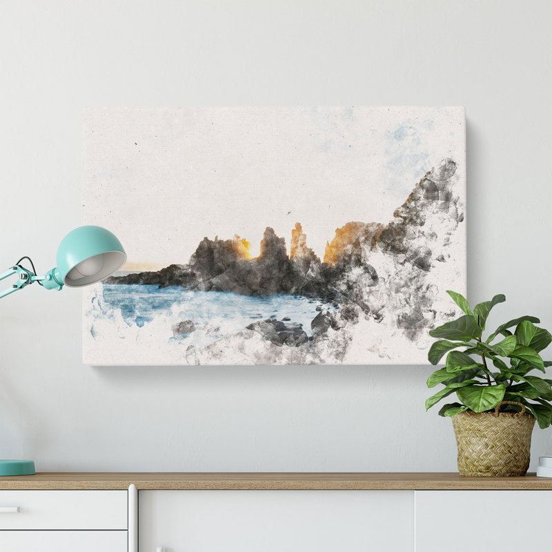 Phillip Island in Australia Watercolour - Wrapped Canvas, 40cm H x 60cm W x 4cm D