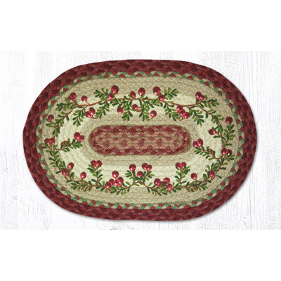  Cranberries Oval Placemat – 13"x19" Hand-Braided Natural Jute Table Mat