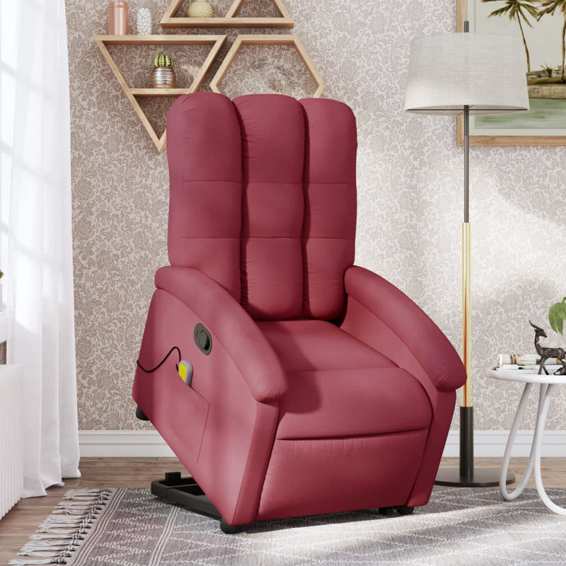 Fauteuil inclinable électrique de massage Ebern Designs, tissu noir 2ED0436F0C3E49728EEB1450FC8EBA75, Polyester rouge vin