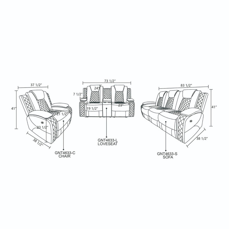 Winchcombe Comfort Power Recliner Sofa Loveseat Chair Set