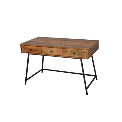 Borland Solid Wood Top Metal Base Writing Desk