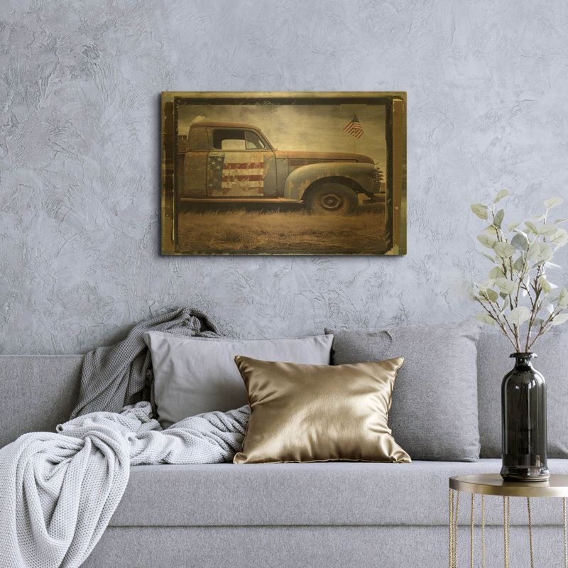 « Le camion de l'oncle Jess » par Decent Exposures, décoration murale en métal doré, 91,4 cm x 61 cm, 36"x24"