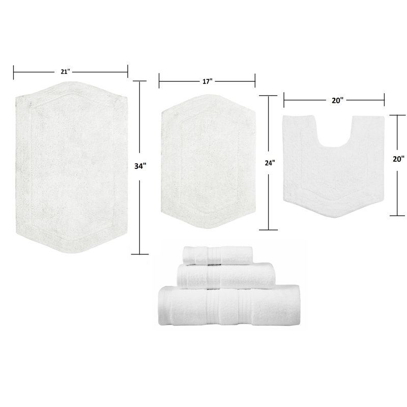 Ensemble de tapis pour salle de bain 6 pièces Ches, Blanc