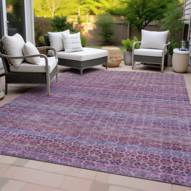 Machine Washable Indoor/Outdoor Oden ACN2155 Striped Rug, Rectangle 5' x 7'6"