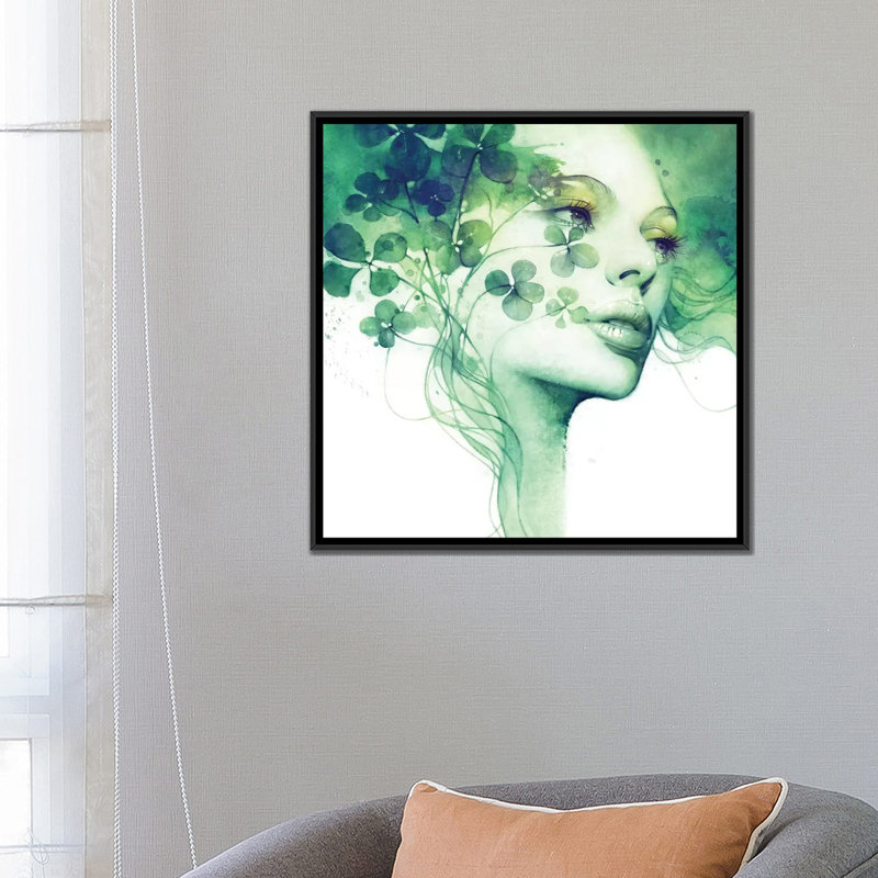 « serendipity », impression sur toile tendue, H 26 po x l 26 po x P 1,5 po, Toile avec cadre noir, Pas de tapis