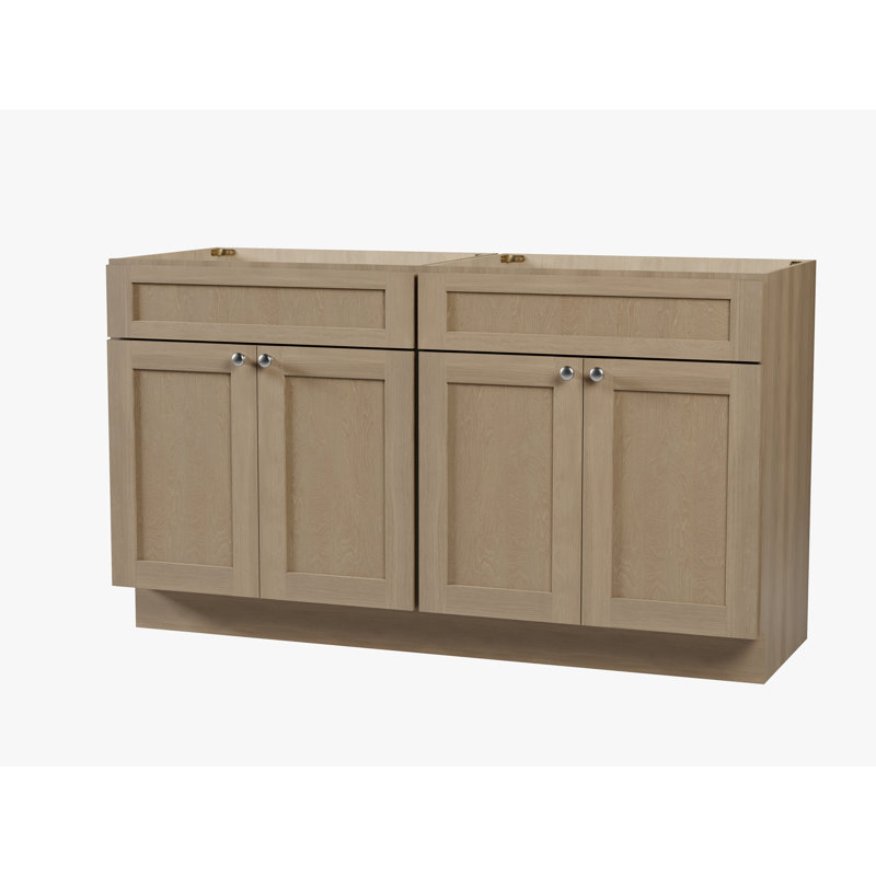 Base de meuble-lavabo double 60 po Disar, Chêne naturel