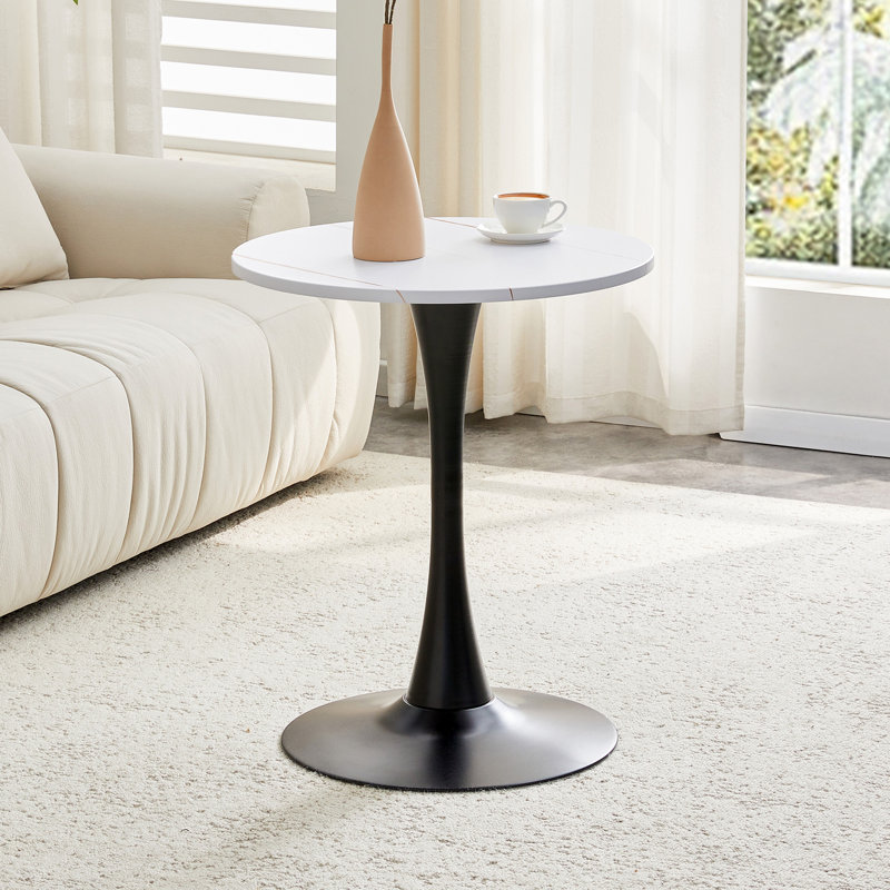 Table de salle à manger ronde (sans la chaise), Blanc/Noir, H 28,3 po x L 23,6 po x l 23,6 po
