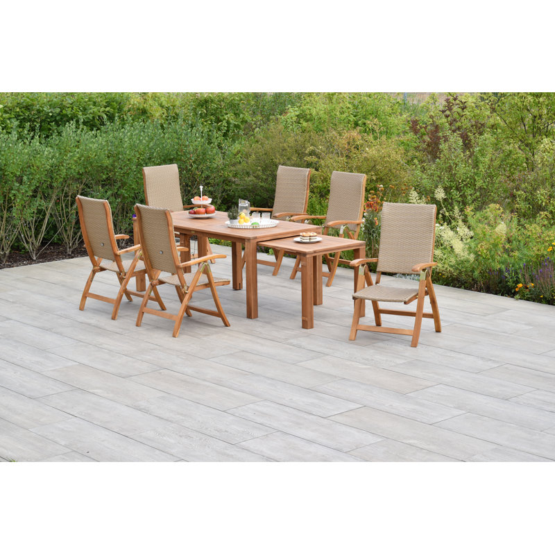 Olesen 6 - Person Acacia Wood Patio Dining Set with Extendable Rectangular Table