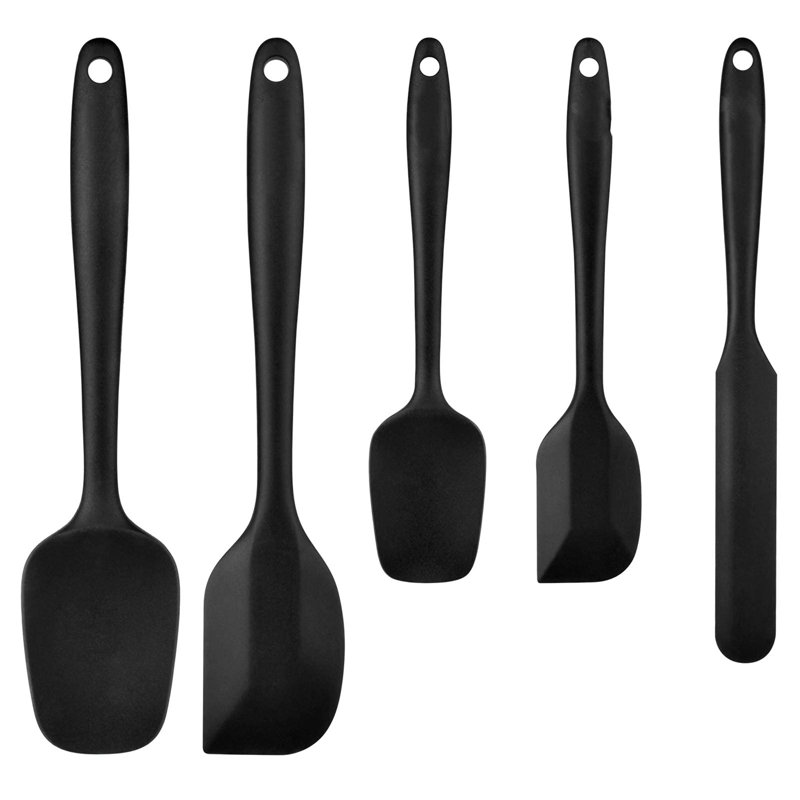Food Grade Silicone Spatulas Spoons Set Kitchen Utensils For Baking, Black