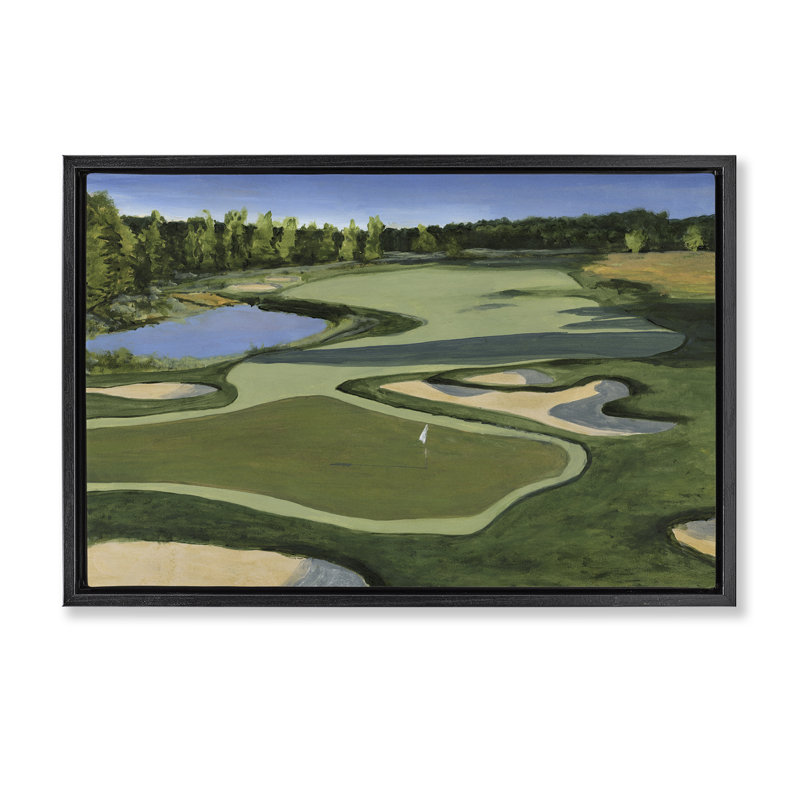 Toile flottante encadrée Traditional Golf Course par Michael Willett, Noir, H 17 po x l 25 po