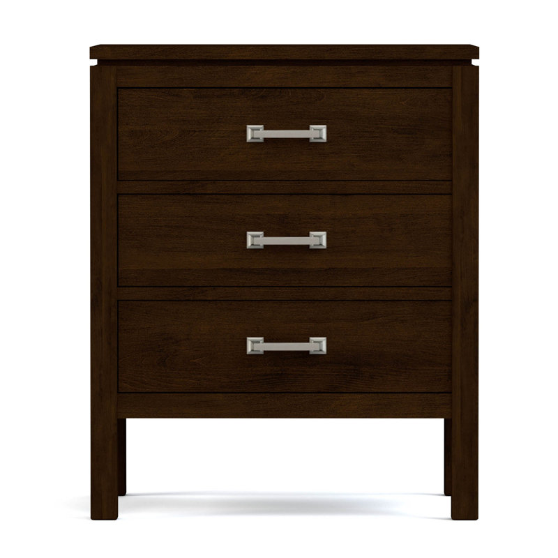 Origins 3 - Drawer Solid Wood Nightstand, Nickel