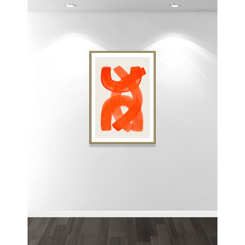 «Orange Strokes Print» par Haniff, L 30,75 po x H 42,75 po, Imprimé mat, Gold Classic