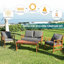 Aisling Acacia Wood 4 - Person Patio Conversation Set with Cushions-1311755345