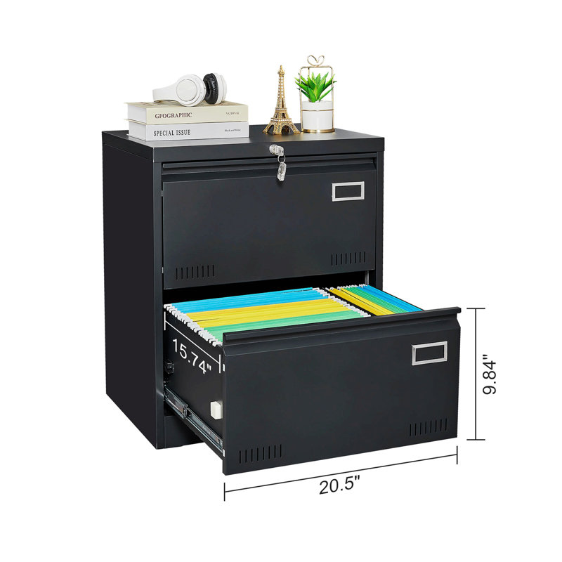 Commode d'appoint en métal Meigan, Noir