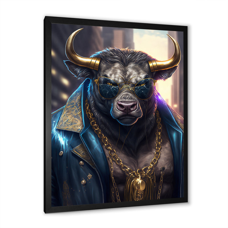 «Buffalo Gangster in NYC», impression sur toile, Impression noire sur toile encadrée, H 32 po x l 16 po x P 1 po