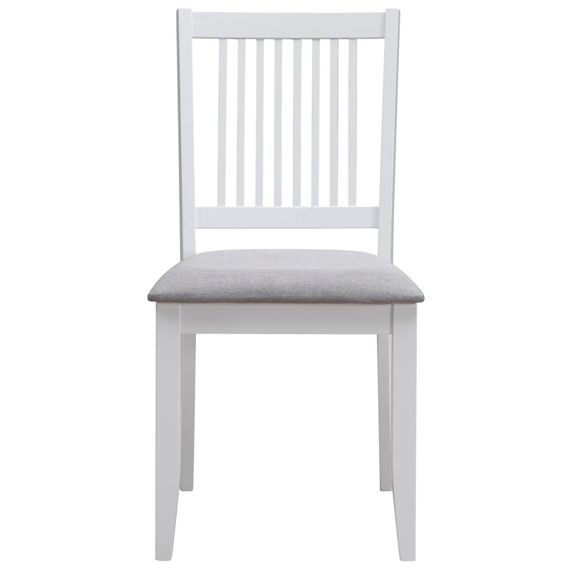Swick Upholstered Solid Wood Slat Back Farmhouse Dining Side Chair, White