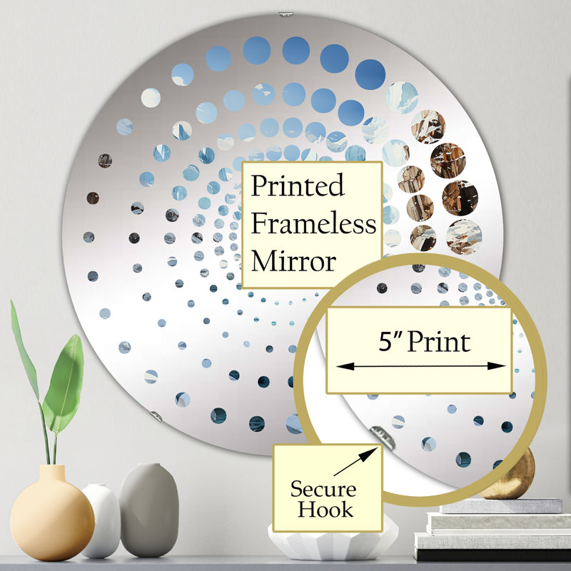 Spiral Dot Decorative Mirror, L 23,6 po x H 23,6 po, Island Glacier Charm In Winter I