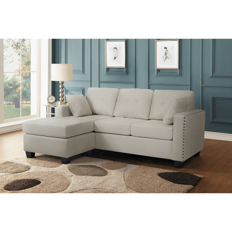 Canapé modulaire 2 pièces Kyneshia, Tissu gris pâle