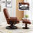 32" Contemporary Leather Recliner and Ottoman with Swiveling Mahogany Wood Base-71074099