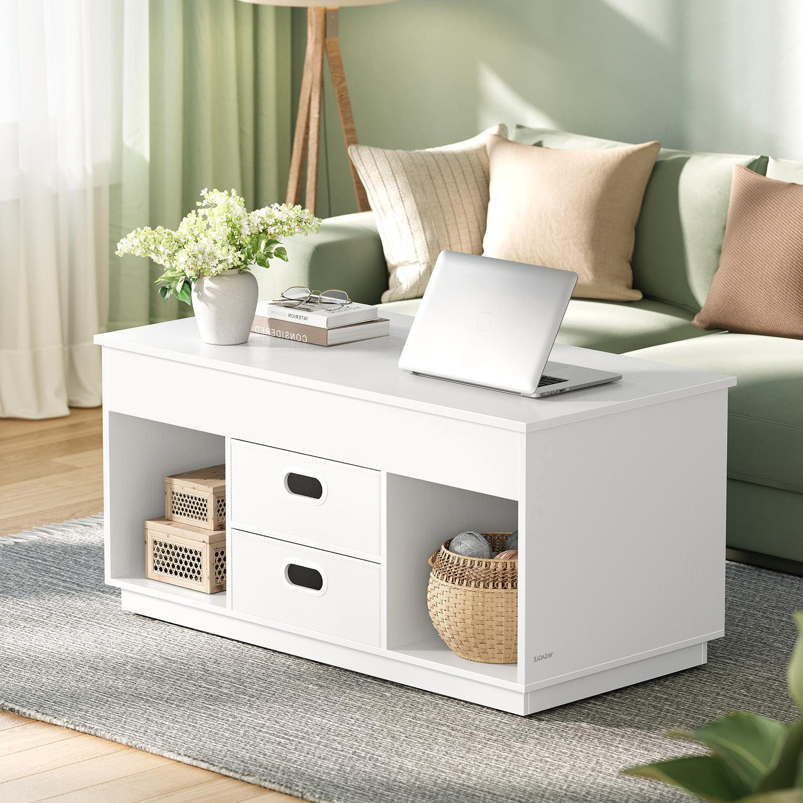 Ebern Designs Lift Top Coffee Table with 2 Drawers and Compartments ...
